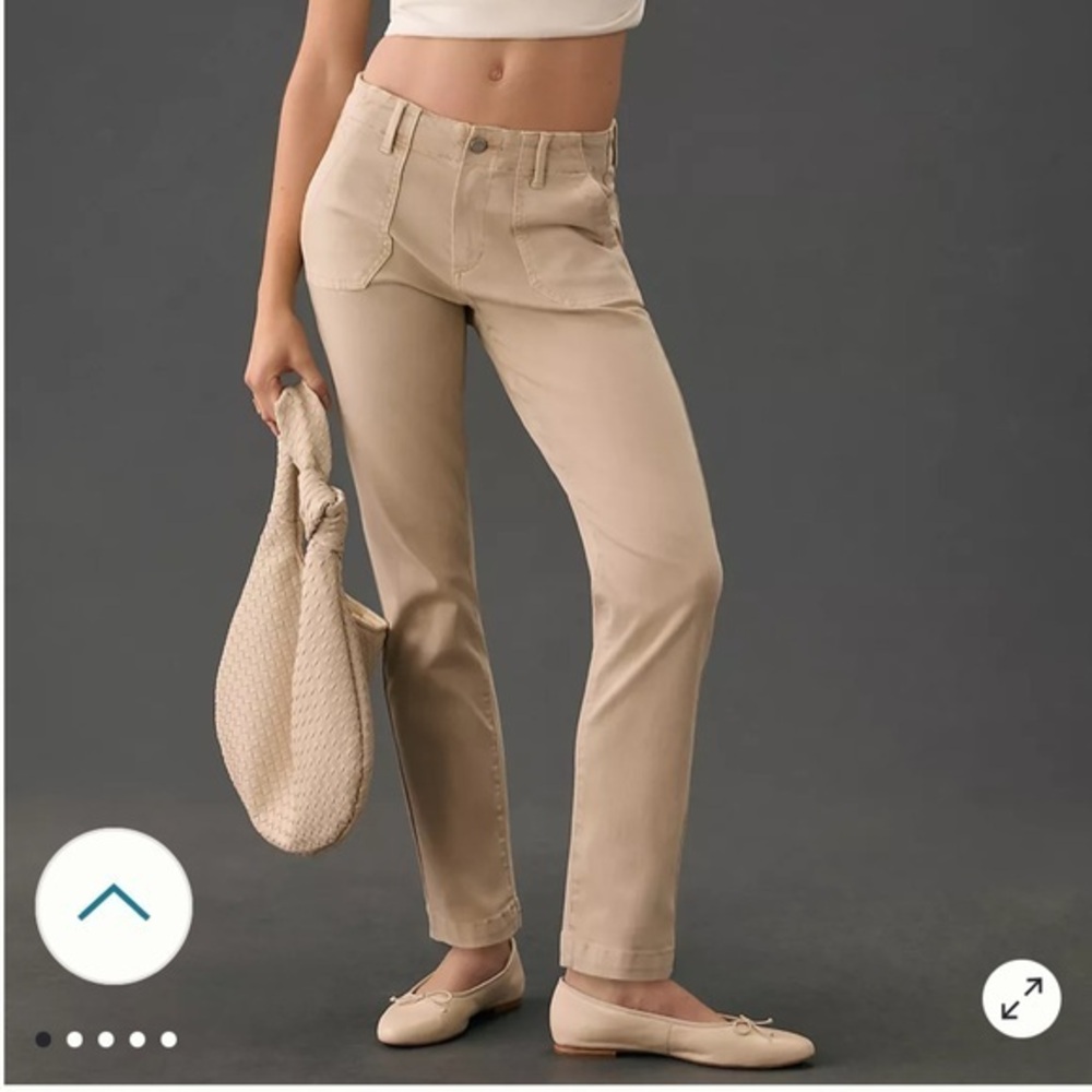 Anthropologie PAIGE Midrise Mayslie Beige Pants Size 24 Cotton Blend
